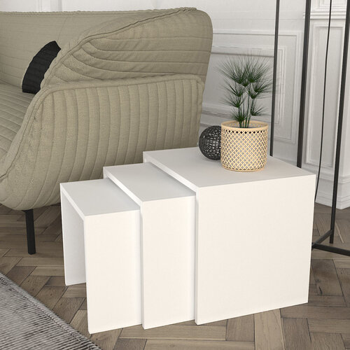 Odlagalna mizica Zariel White, 3 kos
