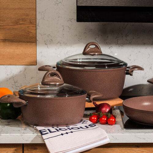4Home 7-delni set posode Granite Brown