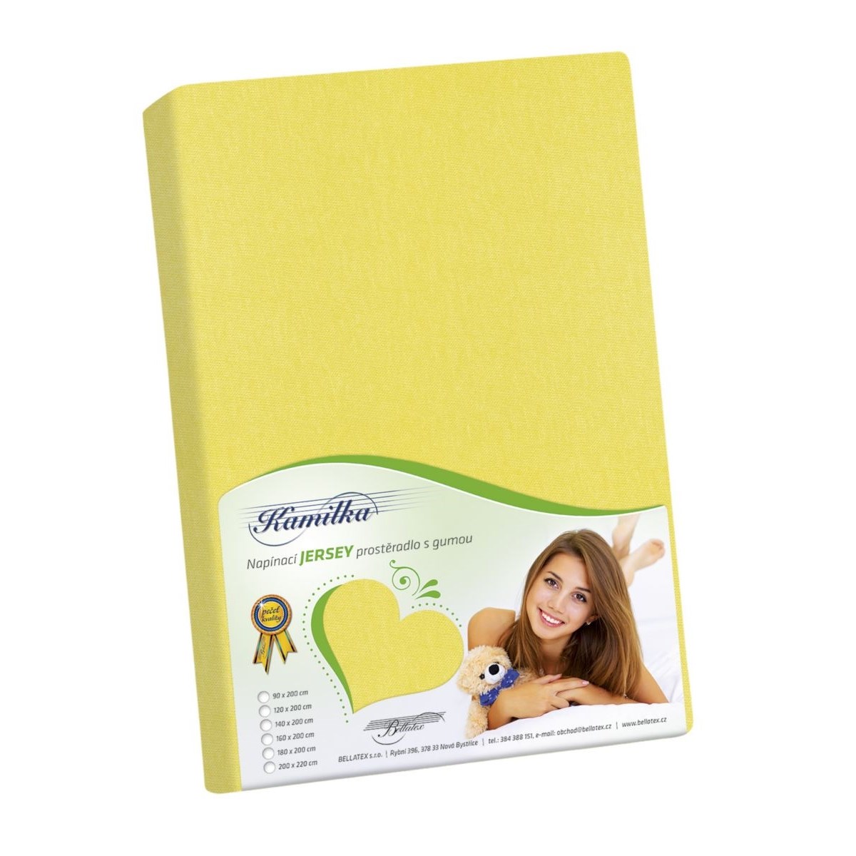 Bellatex Jersey prestieradlo Kamilka žltá, 160 x 200 cm