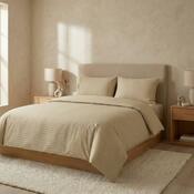 Set de lenjerie de pat Kvalitex din satin cu dungi Cappuccino, 140 × 200 cm, 70 × 90 cm