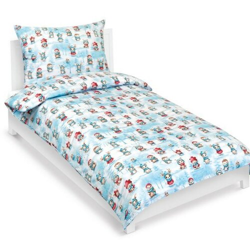 Bellatex Świąteczna pościel bawełniana Zwierzęta zimą, 140 x 200 cm, 70 x 90 cm