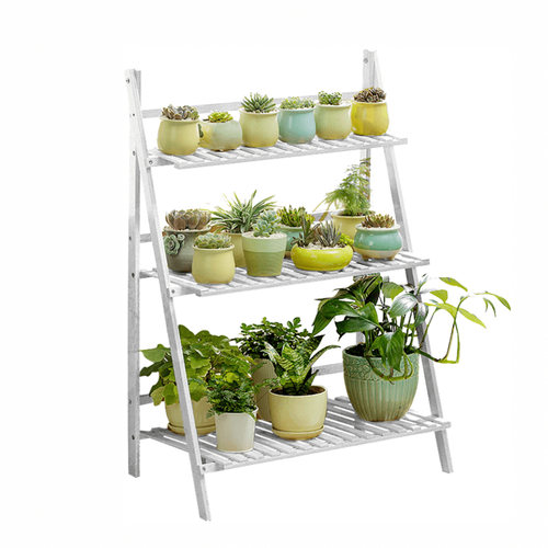 Suport pentru flori din bambus Nepel Tip 1 alb, 70x 40 x 96 cm