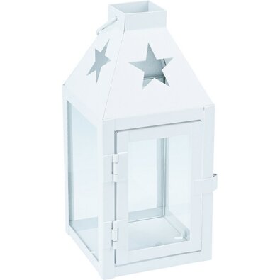 Felinar de metal Hey stea alb, 8 x 8 x 17 cm