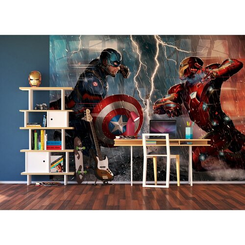 Fototapeta dziecięca XXL Captain America i Iron Man 360 x 270 cm, 4 części