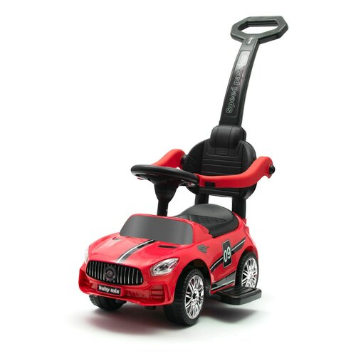 Baby Mix Detská odrážadlo so zvukom a vodiacoutyčou Racer, červená