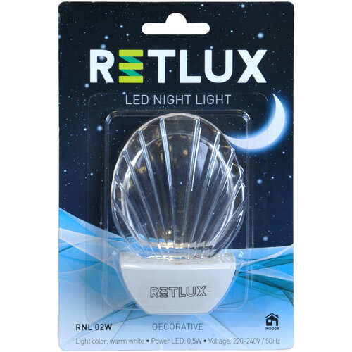 Retlux LED Światełko nocne, muszla, biały
