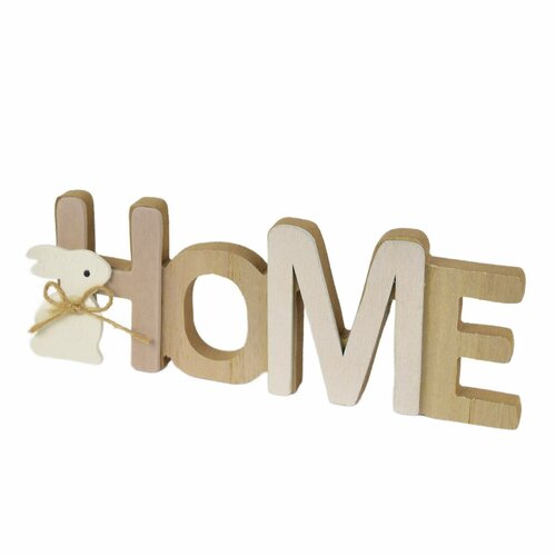 Дерев'яний напис HOME з зайчиком, 21,5 x 7,5 x 3 см
