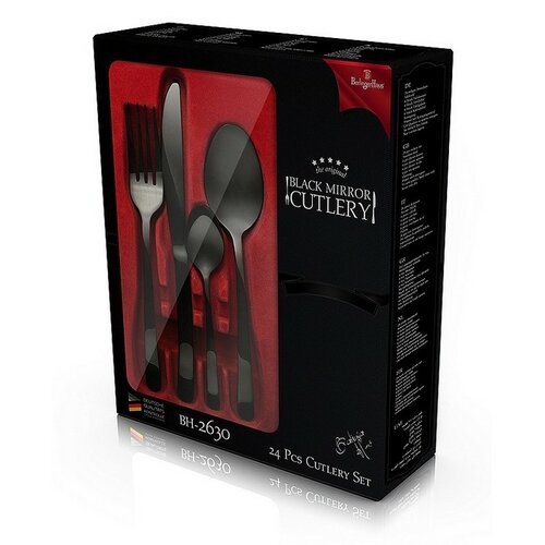 Berlinger Haus 24-elementowy zestaw sztućców ze stali nierdzewnej Black Mirror Collection