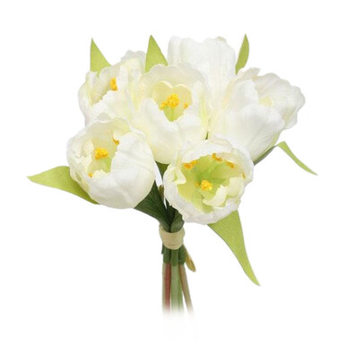 Umetna cvetlica šopek Tulipan, bela