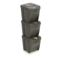 Eimer für Mülltrennung Sortibox 25 L, 3 St., Grau