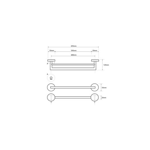 SAPHO XS403 X-Steel kéztörlőtartó dupla 65,5 cm,csiszolt rozsdamentes acél