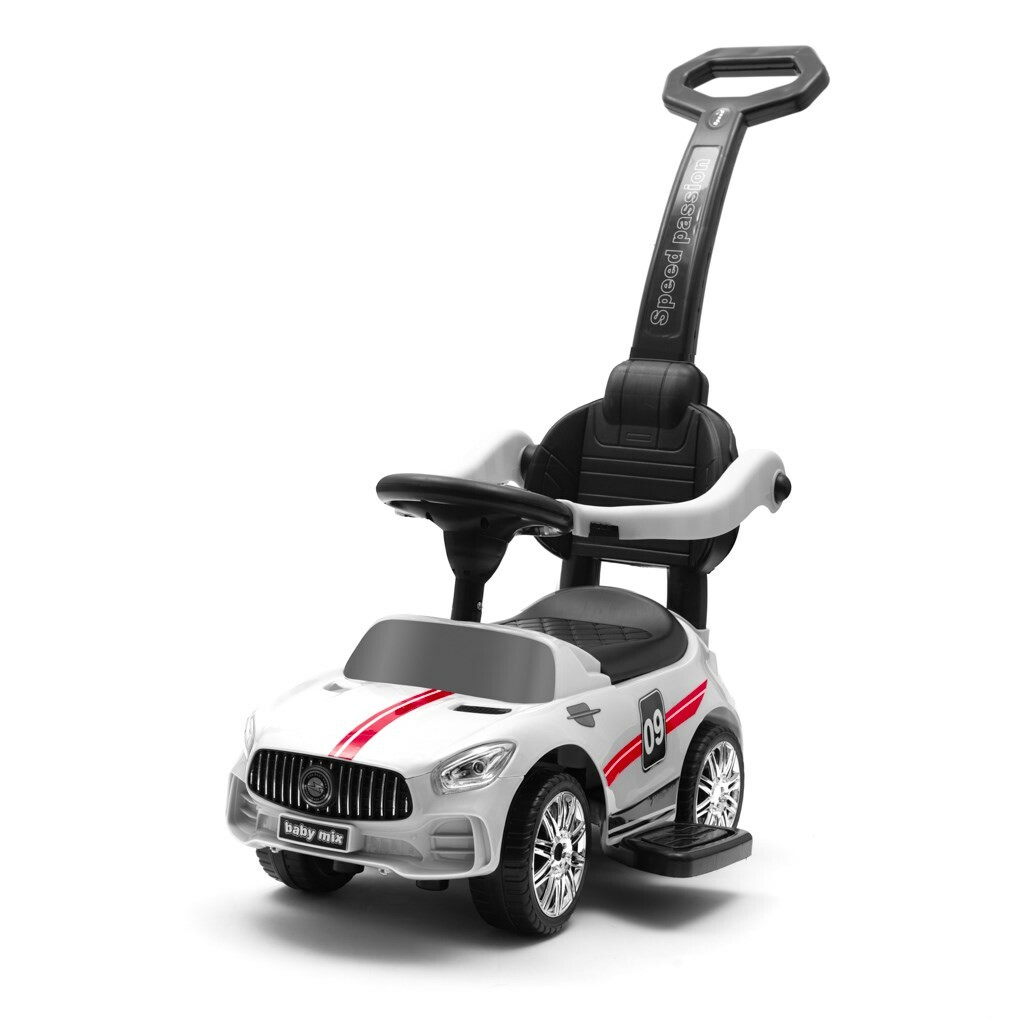Mașinuță Baby Mix pentru copii cu sunet și barăde ghidare Racer, alb