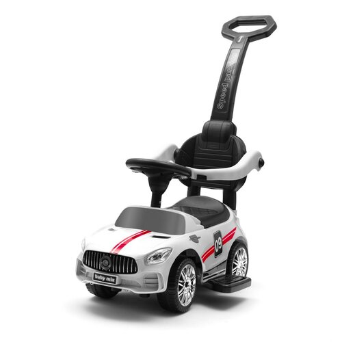 Baby Mix Detská odrážadlo so zvukom a vodiacoutyčou Racer, biela