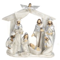 Decorațiune Crăciun Betlem, argintiu, 22 x 7 x 22 cm Decorațiune Crăciun Betlem, argintiu, 22 x 7 x 22 cm
