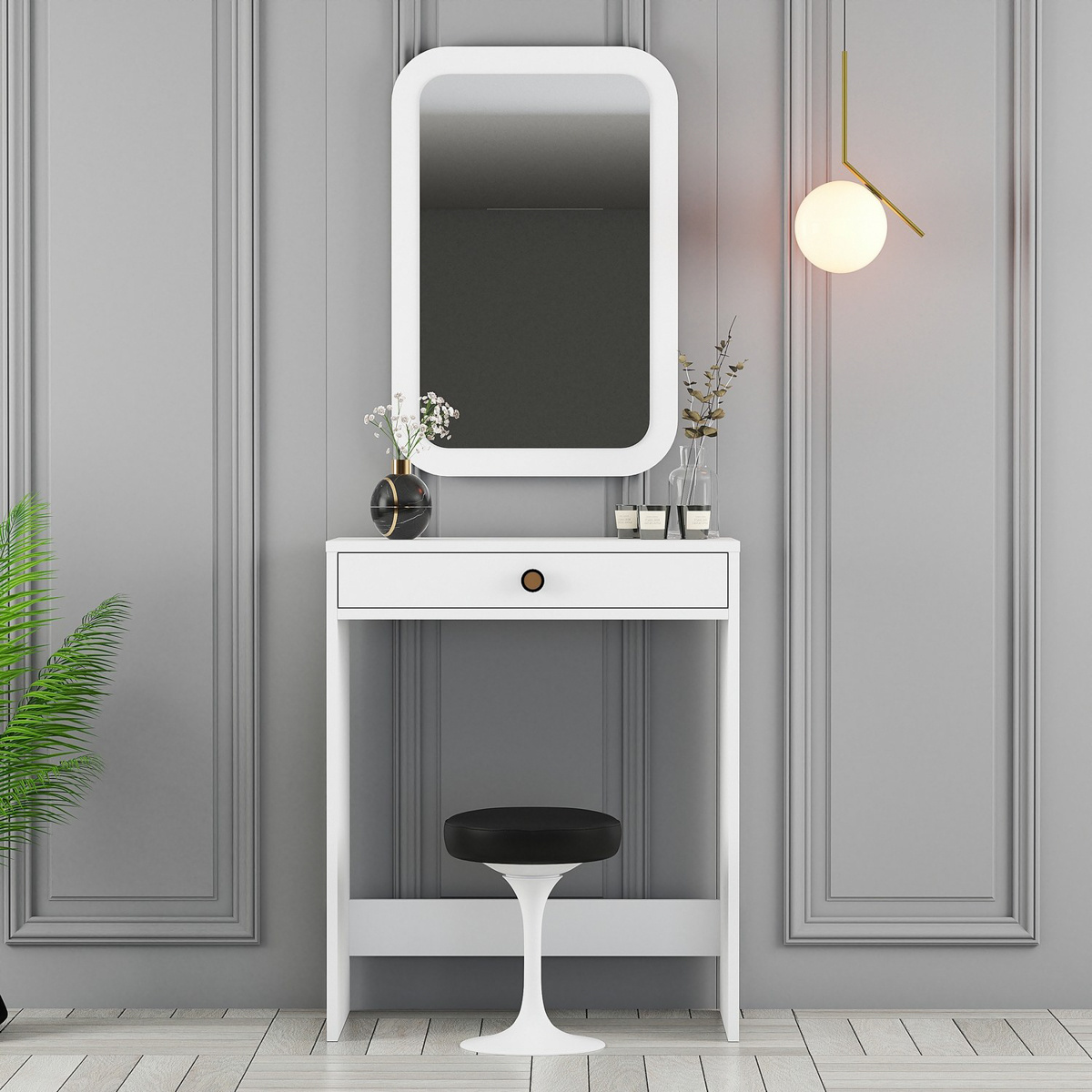 Lizbon Mirror White kozmetikai asztal, fehér termék 2. képe