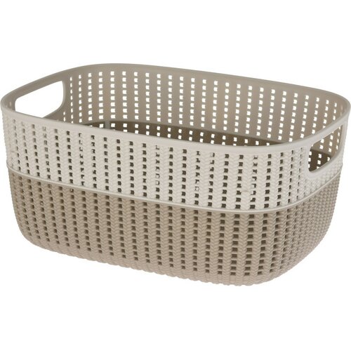 Coș de plastic Duo, crem, 38 x 28,5 x 17,1 cm