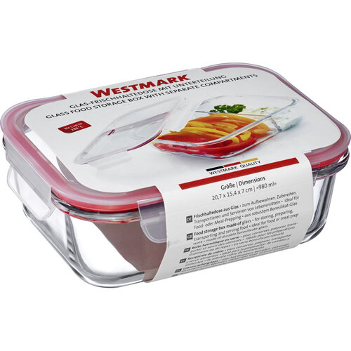 Westmark Steklena posoda za hrano z 2 predali, 980ml