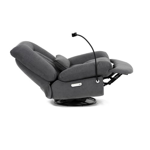 Polohovací elektrické křeslo se zabudovaným ovládáním, šedá