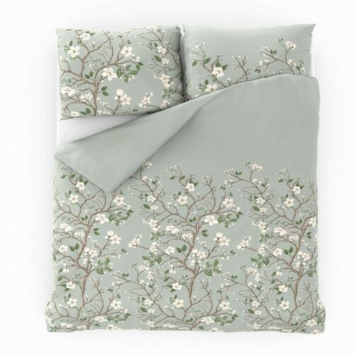 Kvalitex Saténové povlečení Jaro zelená, 140 x 200 cm, 70 x 90 cm