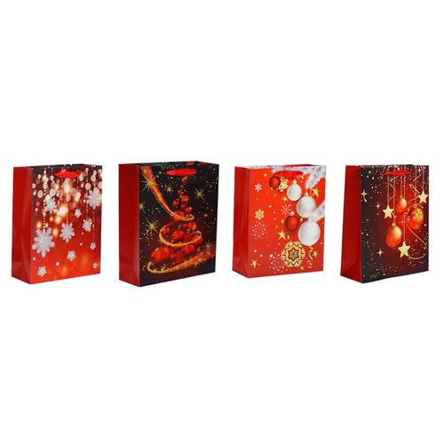 Levně Sada vánočních dárkových tašek 4 ks, červená, 26 x 32 x 10 cm