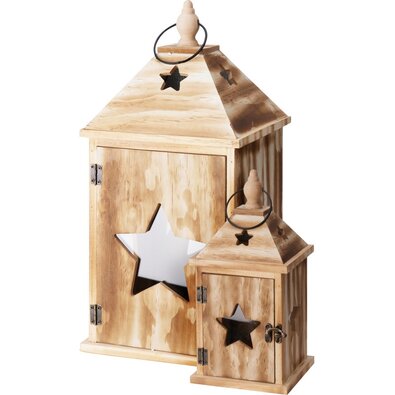 Set of wooden lanterns Star, 2 pcs