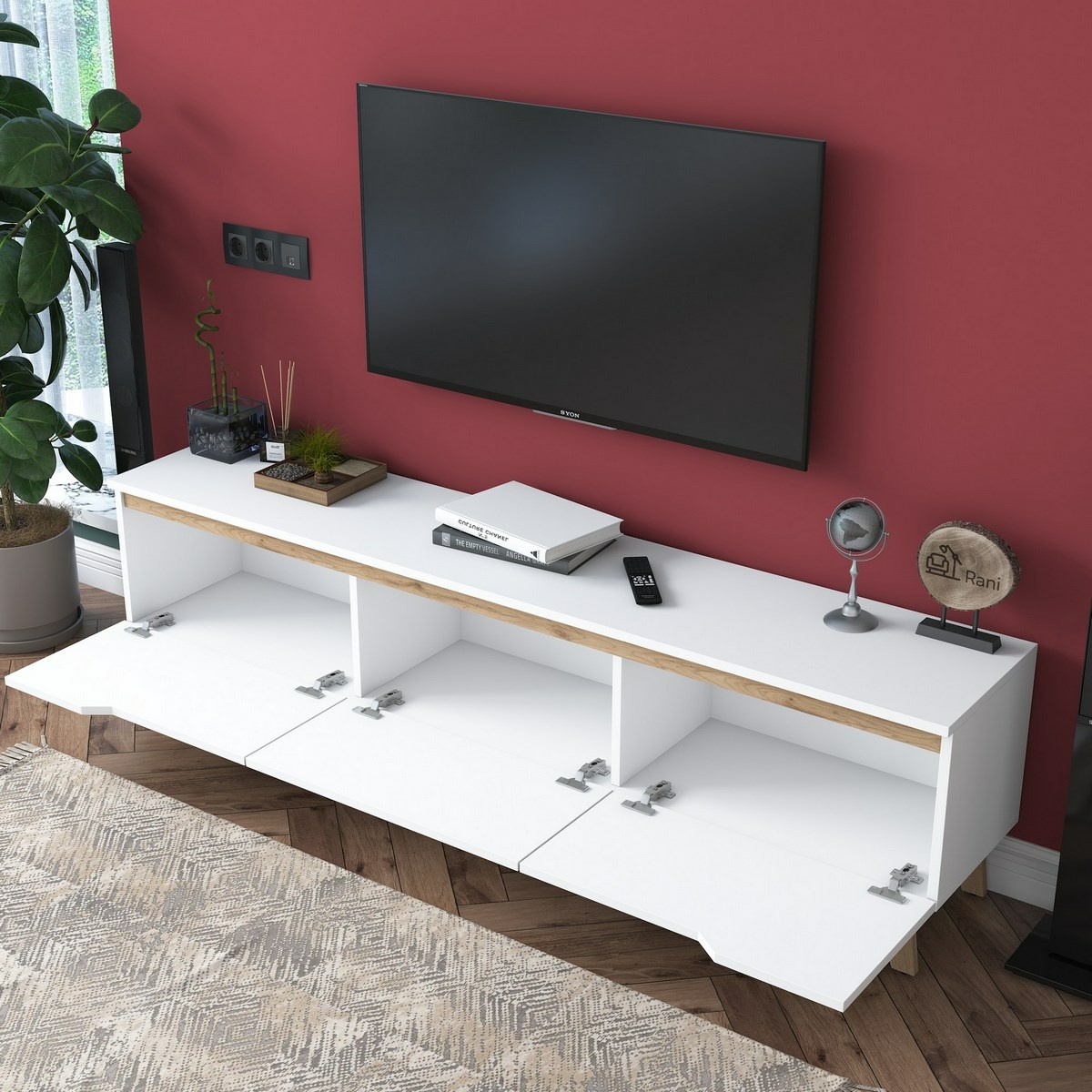 Televízny stolík Dite White and Walnut