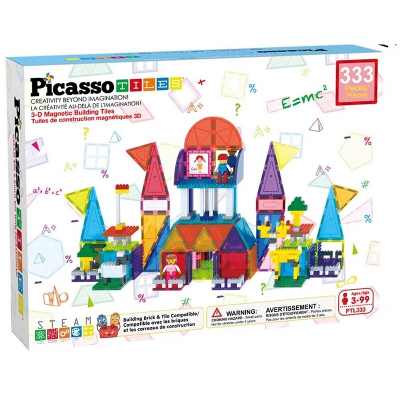 PicassoTiles magnetická stavebnice 333 ks stavební bloky set