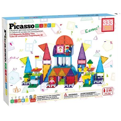 PicassoTiles magnetická stavebnice 333 ks stavební bloky set