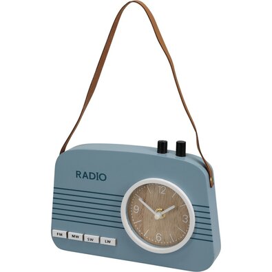 Zegar stołowy Old radio niebieski, 21,5 x 3,5 x 15,5 cm