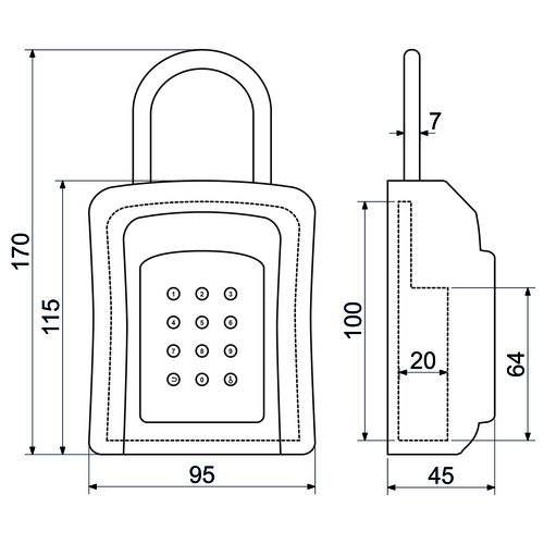 Cutie de securitate din oțel KB.E2 negru, 9,5 x 17 x 4,5 cm