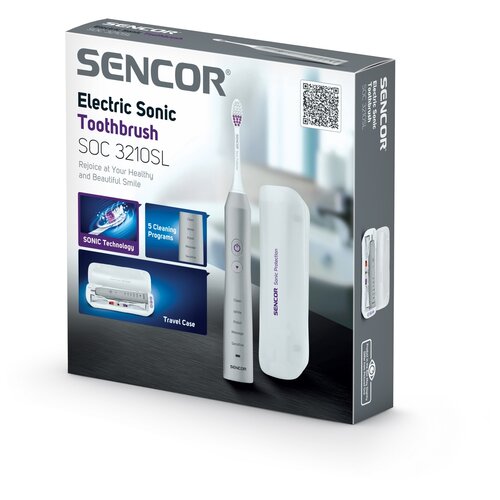 Sencor SOC 3210SL sonický zubní kartáček, stříbrná
