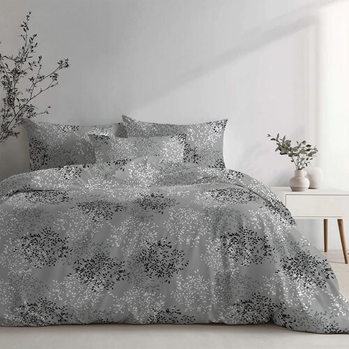 Stanex Krepové posteljnina Vejice sive, 140 x 200 cm, 70 x 90 cm