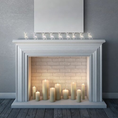 Lanț de lumini de Crăciun DecoKing Ren alb cald ,10 LED-uri