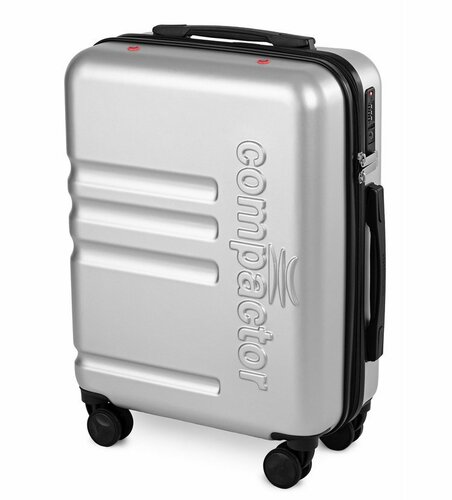 Fotografie Kabinové zavazadlo na kolečkách Compactor Luna S, včetně ruční pumpy,váhy,TSA zámek, 55x20x40 cm,stříbrné