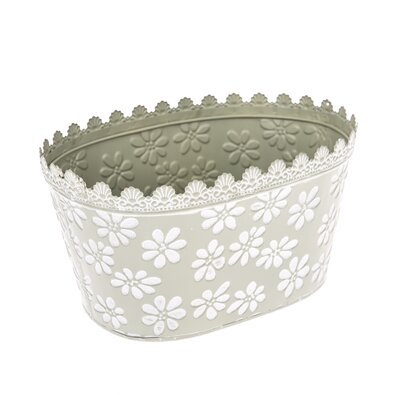 Kovový obal na květináč Flowers zelená , 22 x 11 x14,5 cm