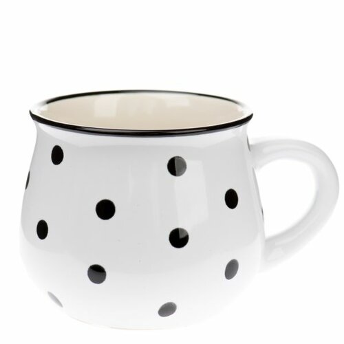 Keramický hrnek Dots 230 ml, bílá + černá