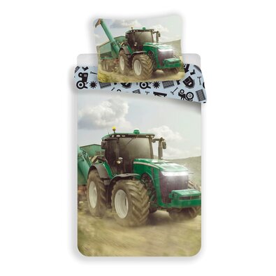 Detské bavlnené obliečky Traktor green, 140 x 200 cm, 70 x 90 cm