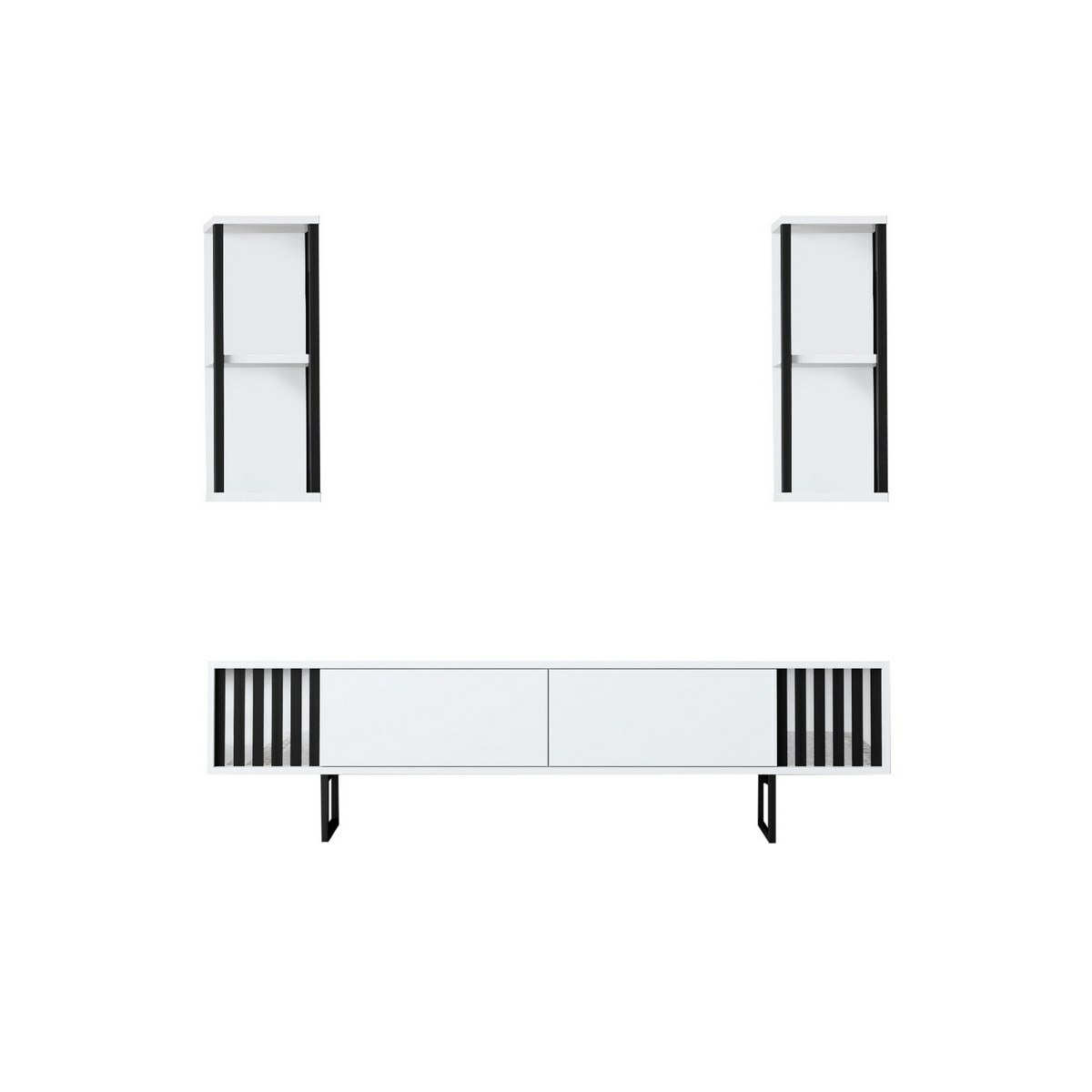 Televízny stolík s policami Chrome White and Black