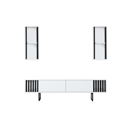 Chrome White and Black TV-asztal polcokkal