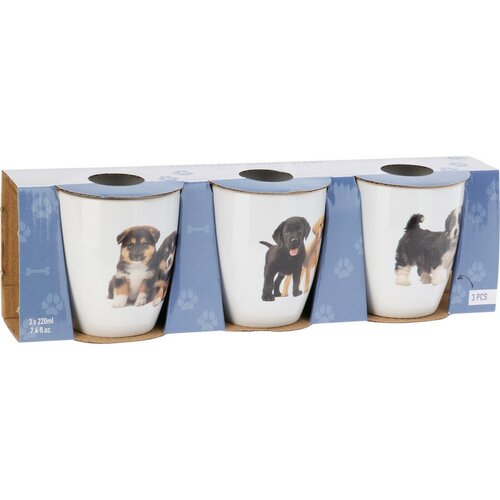 Sada kameninových hrnčekov Dogs 3 ks, 220 ml