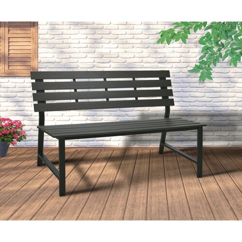 Záhradná kovová lavička Atlanta, 125 x 60 x 81 cm,polywood