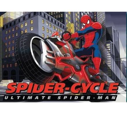 Detský koberec Spiderman s motorkou, sivá, 95 x 133 cm