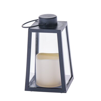 Lanterna cu lumânare LED Edera neagră, 10 x 18 x10 cm, plastic, patină