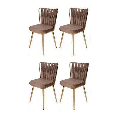 Set de scaune de sufragerie Kusakli Light Brownand Gold, 4 buc.
