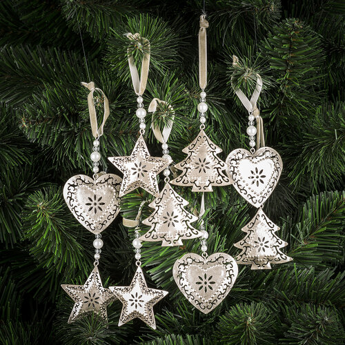 Ozdoby świąteczne metalowe, zestaw 9 szt.