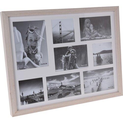Fotorámeček Memories na 8 fotografií hnědá,47 x 37 x 3,5 cm
