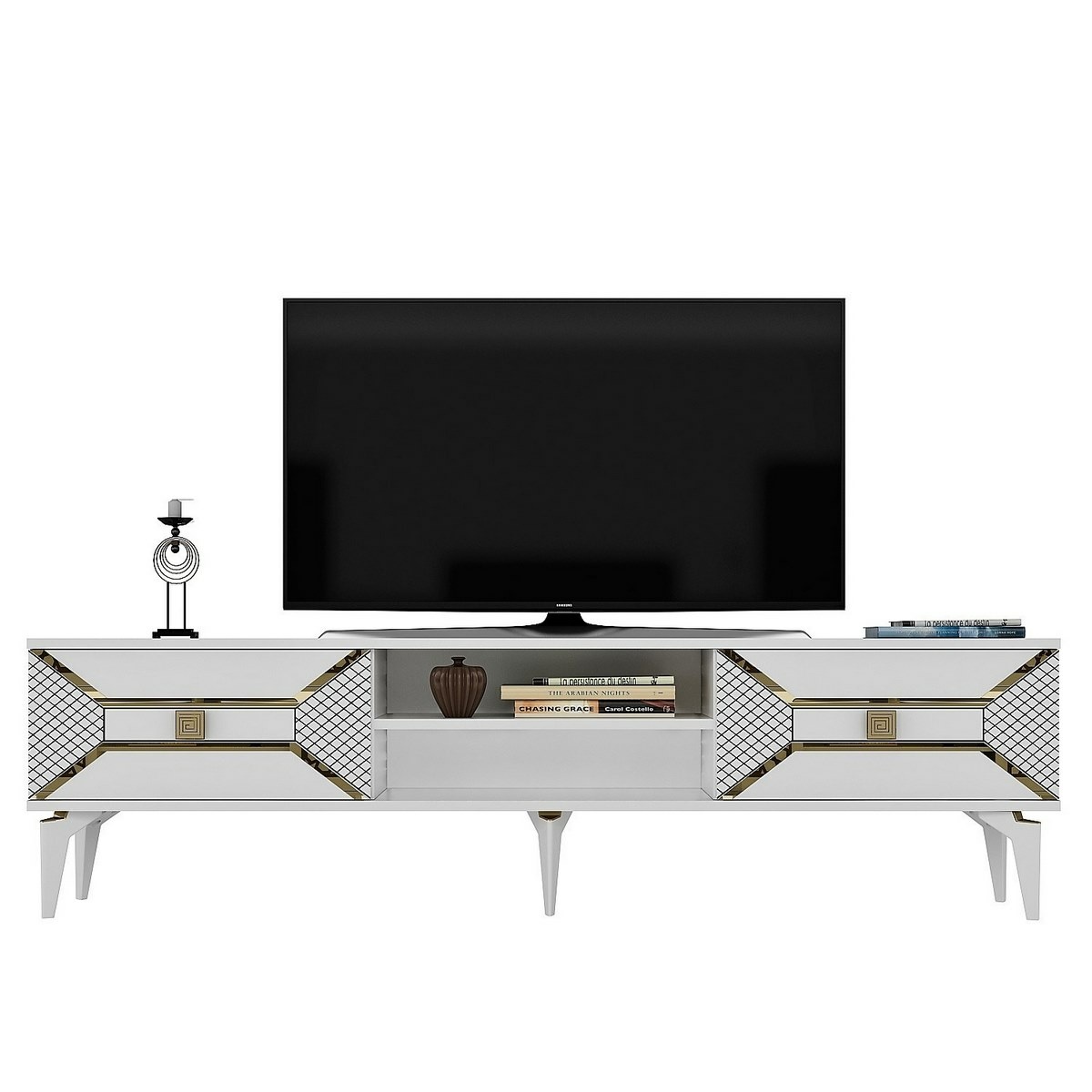 Televízny stolík Yumedi White and Gold