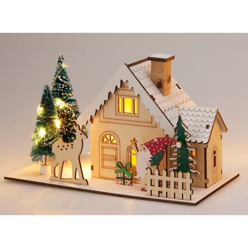 Vianočná LED dekorácia Zimný domček, 20x10x12,5 cm, dekor 2