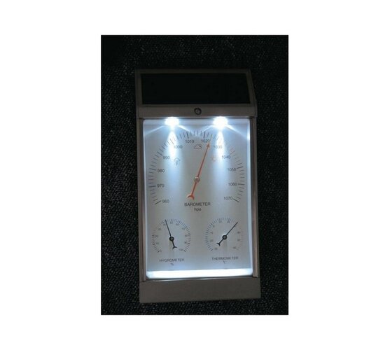 Analogová meteostanice se solárním osvětlením, bílá, 12,5 x 24 x 4,5 cm