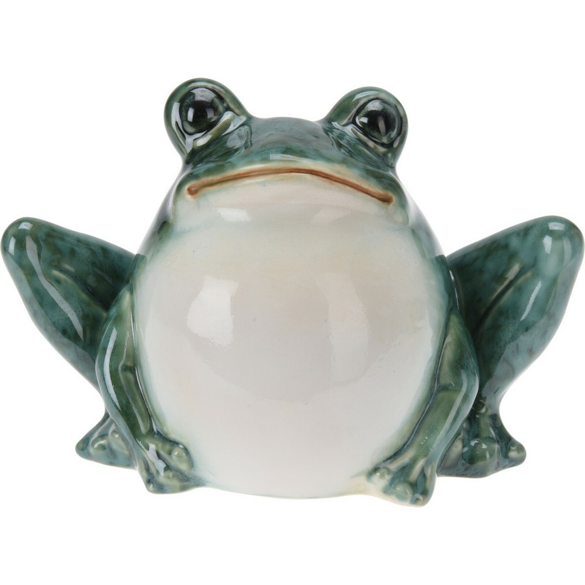 Fotografie Zahradní dekorace Žába sedící, porcelán, 13 x 9 x 7,5 cm